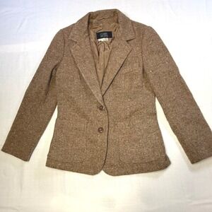 VTG Cover Works‎ Blazer Jacket Women's 13 Brown Tweed Made in Italy Runs Small